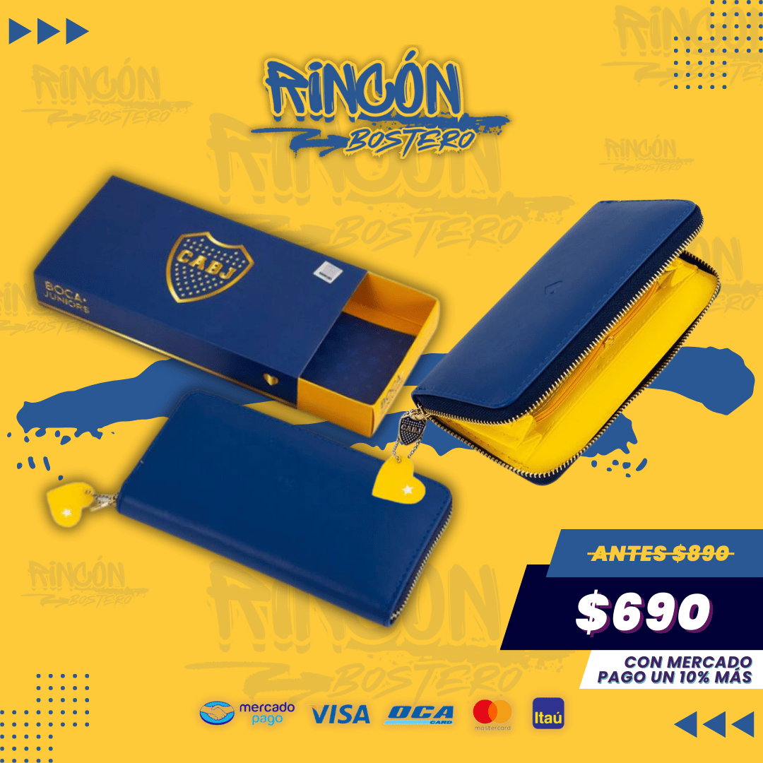 Billetera Boca Juniors Mujer Eco Cuero