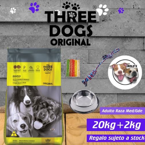 Three Dogs Original Adultos 20+2 kg