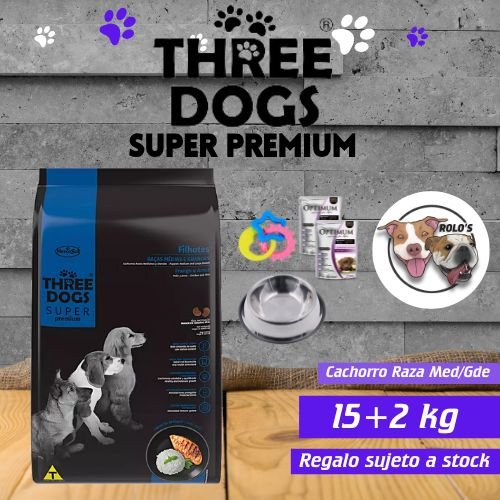 Three Dogs Super Premium Cachorro 15+2 kg
