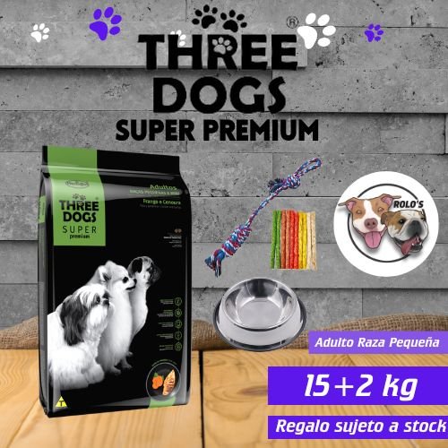 Three Dogs Super Premium Adulto Raza Pequeña 15+2 kg