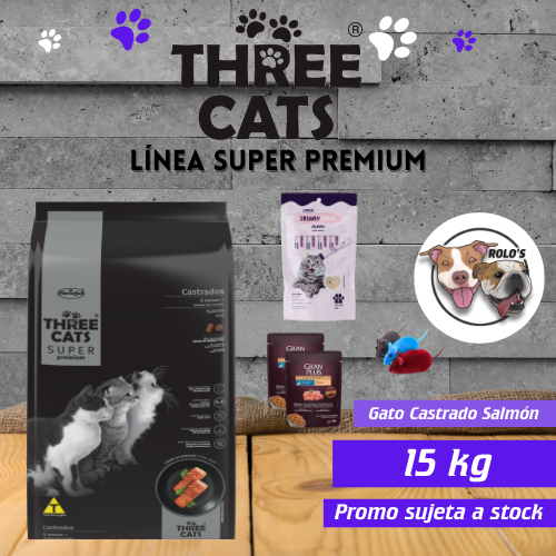 Three Cats Super Premium 15kg Salmón