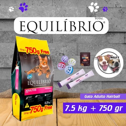 Equilibrio Gato Adulto Hairball 7,5 kg + 750 gr