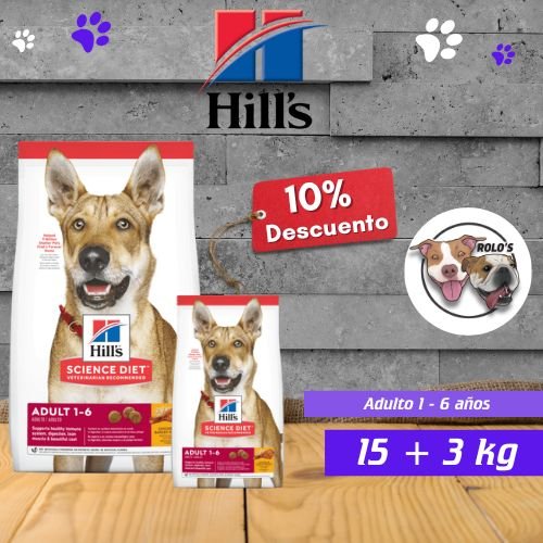 OFERTA!!! Hills Perro Adulto 15+ 3 kg con 10% OFF