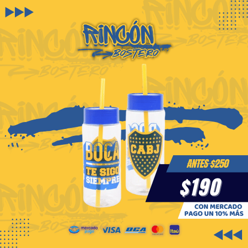 Botella Boca Juniors con Sorbito.
