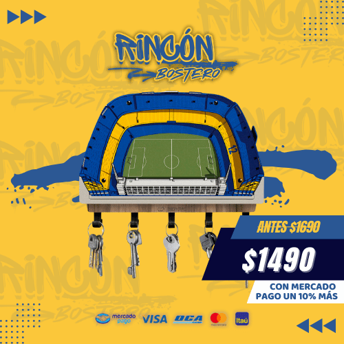 Porta Llaves La Bombonera con Ganchos