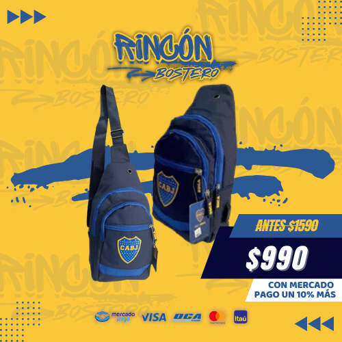 Riñonera estilo mochila cruzada Boca Juniors