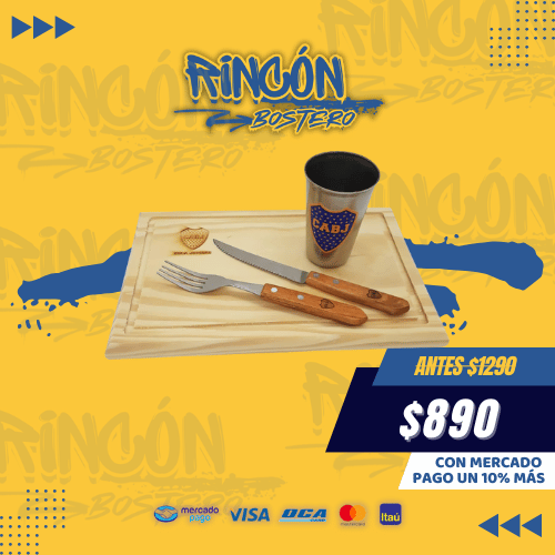 Tabla Rectangular con Cubiertos + Vaso