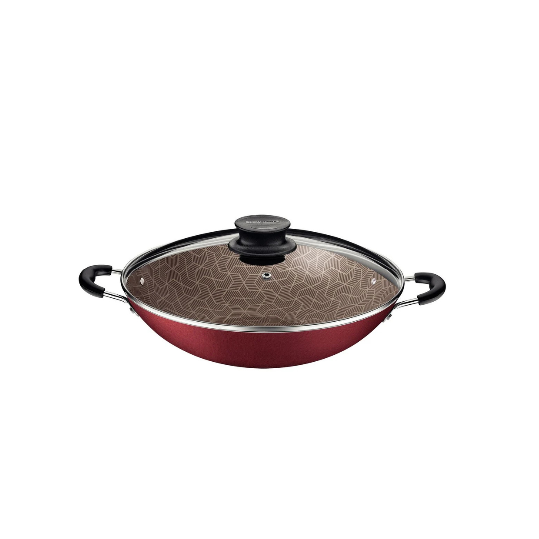 Wok Paris de telfon con tapa de vidrio, 32 cm, 4,4 L